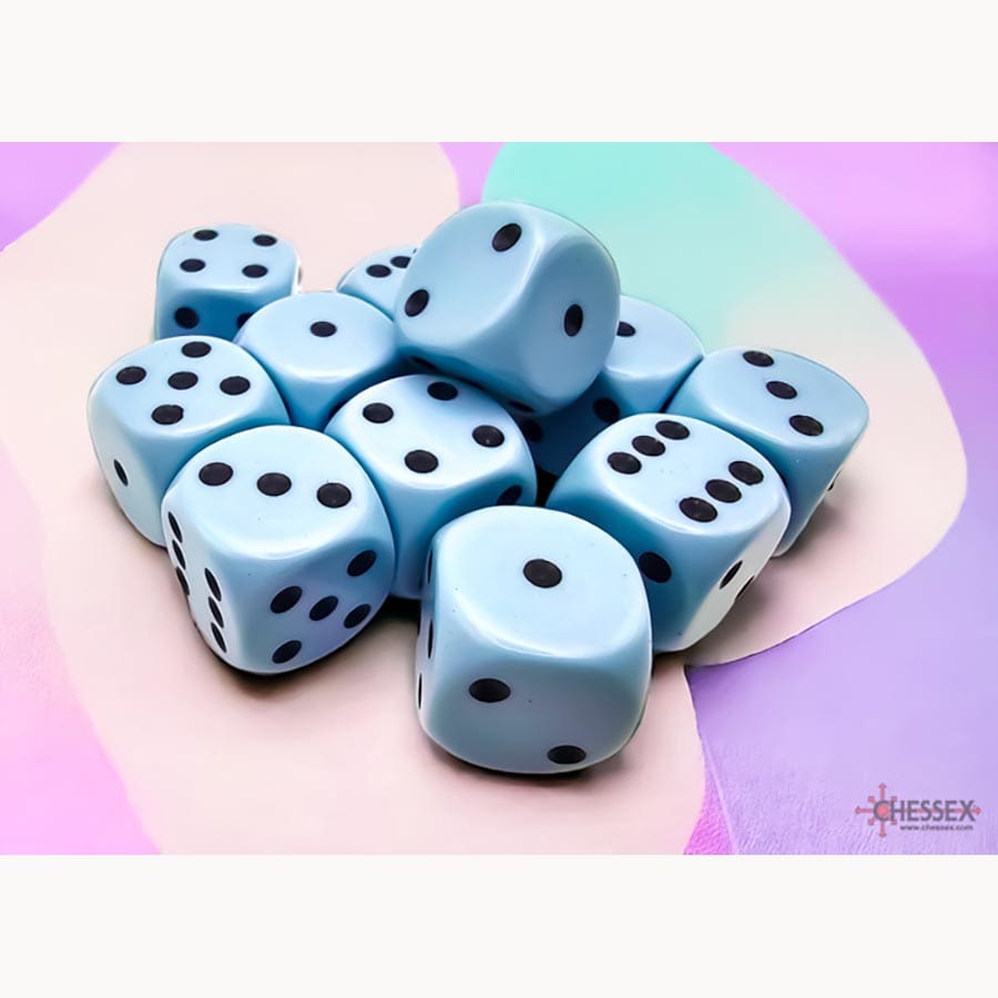 Chessex: 16MM 12CT D6 BLOCK: PASTEL BLUE/BLACK