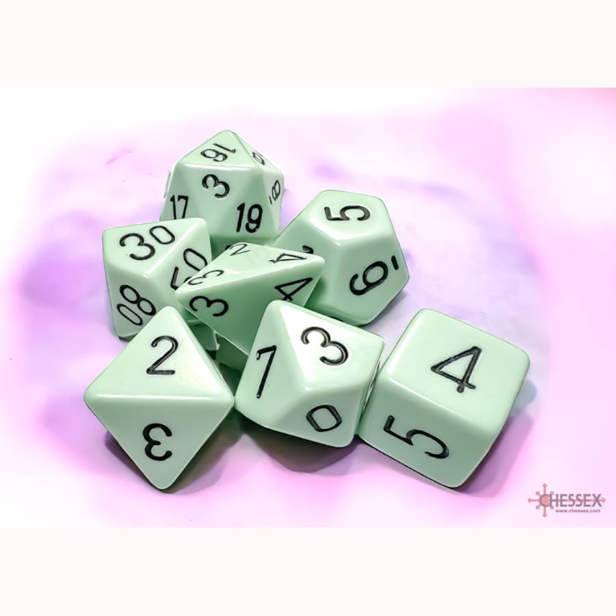 Chessex: 7CT POLYHEDRAL DICE SET: OPAQUE PASTEL GREEN/BLACK