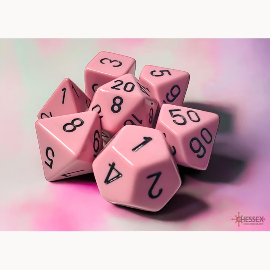 Chessex: 7CT POLYHEDRAL DICE SET: OPAQUE PASTEL PINK/BLACK
