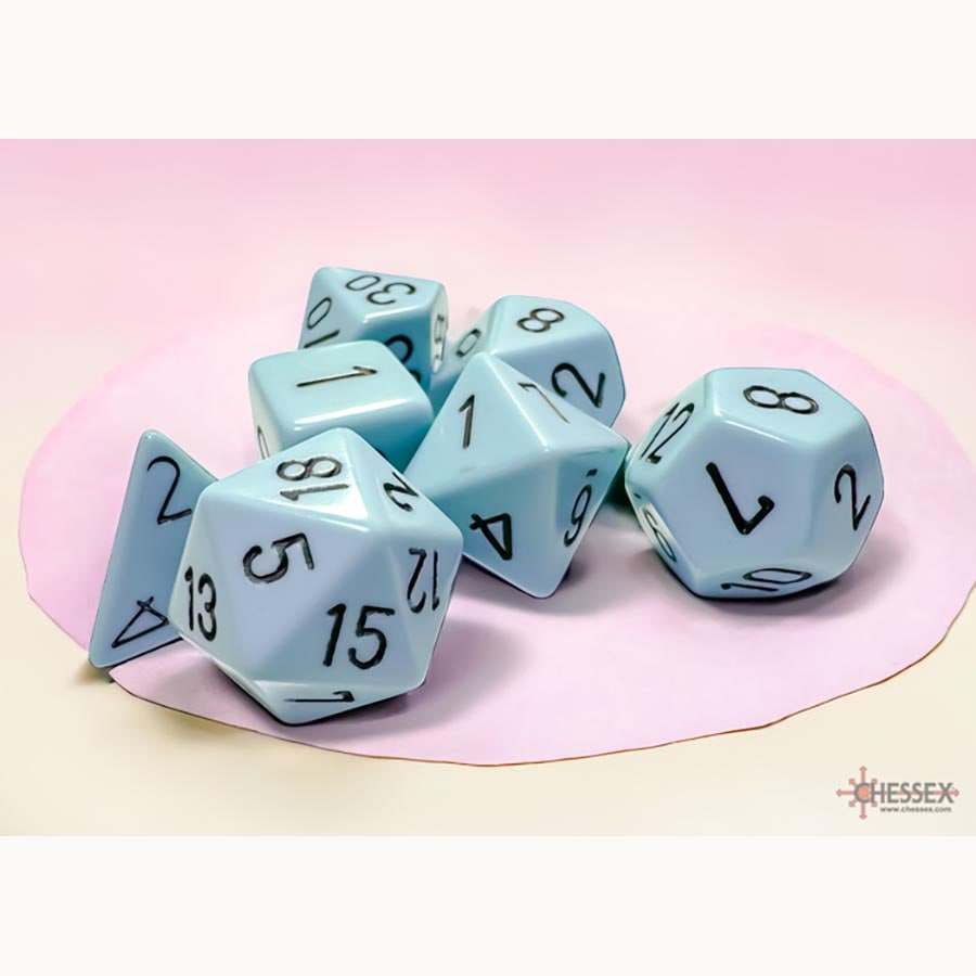 Chessex: 7CT POLYHEDRAL DICE SET: OPAQUE PASTEL BLUE/BLACK