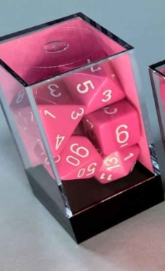 Chessex: 7CT OPAQUE POLY LIGHT PINK/WHITE DICE SET