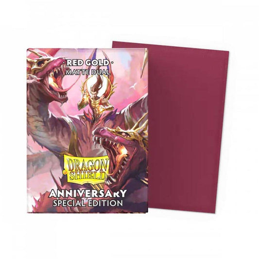 DRAGON SHIELD SLEEVES: MATTE DUAL: POMEGRANATE RED AND GOLD (100CT)