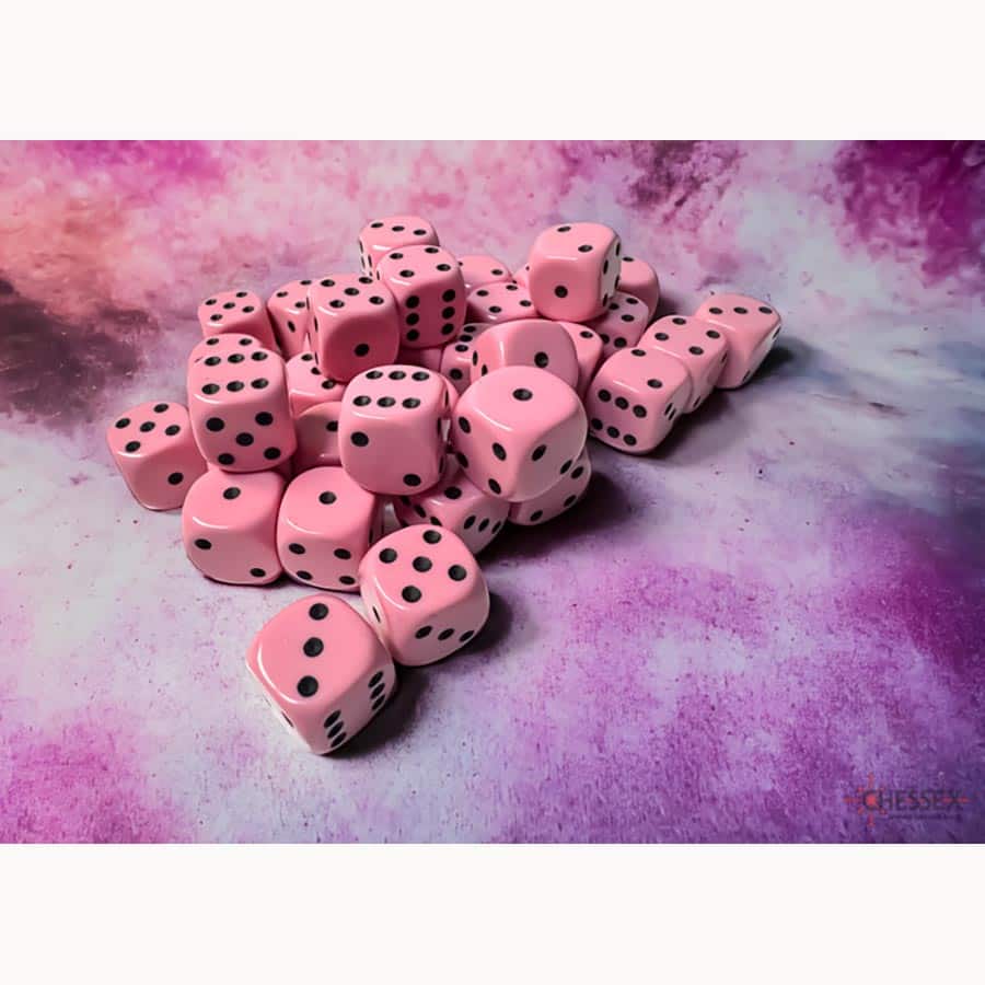 Chessex: Opaque 12mm d6 Pink/white Dice Block (36 dice)