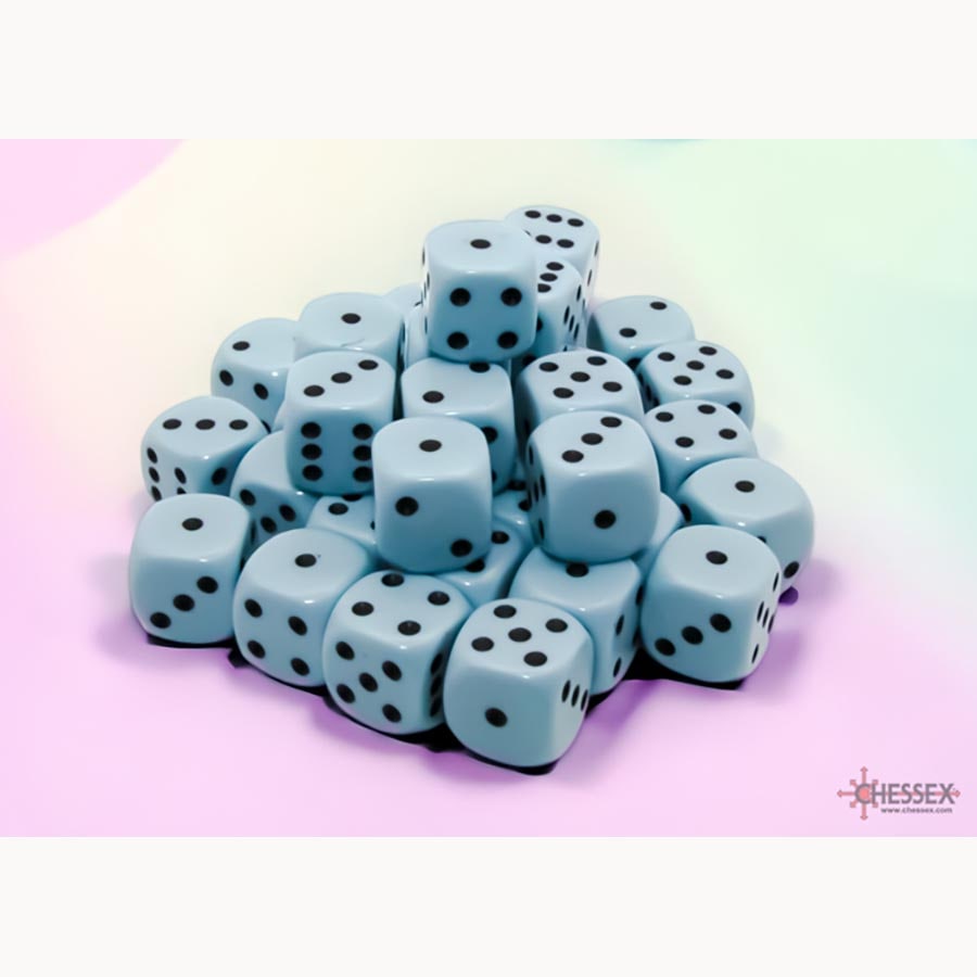 Chessex: 12MM 36CT D6 BLOCK: PASTEL BLUE/BLACK