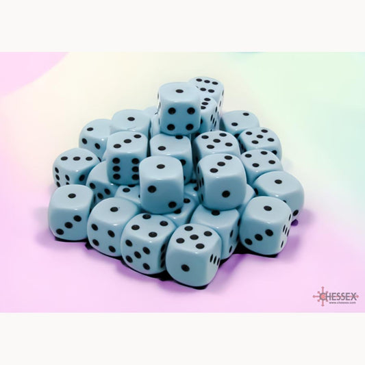 Chessex: 12MM 36CT D6 BLOCK: PASTEL BLUE/BLACK
