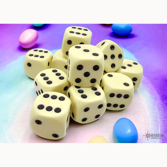 Chessex: 16MM 12CT D6 BLOCK: PASTEL YELLOW/BLACK